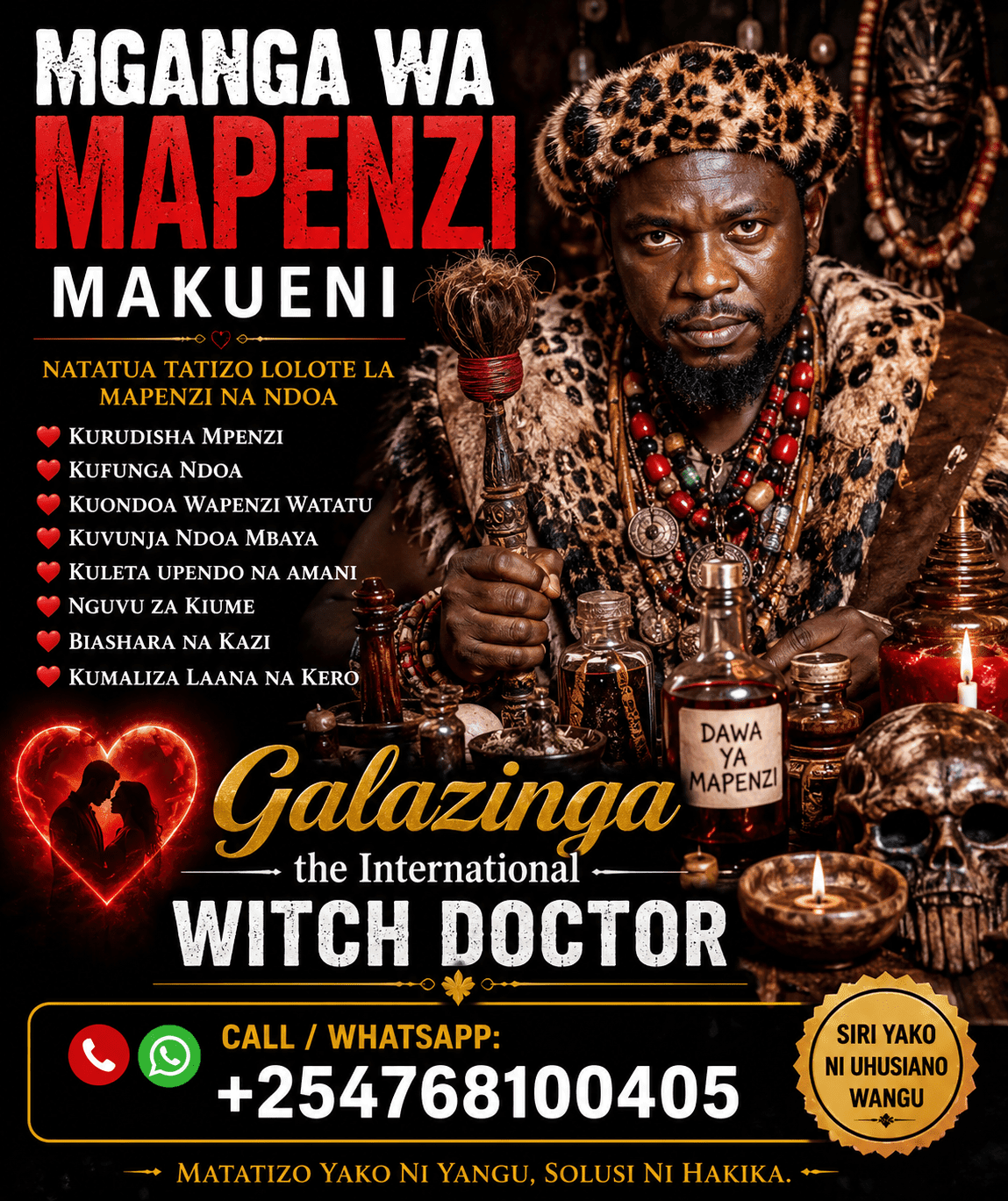 Mganga wa Mapenzi Makueni - Dr. Galazinga +254 768100405