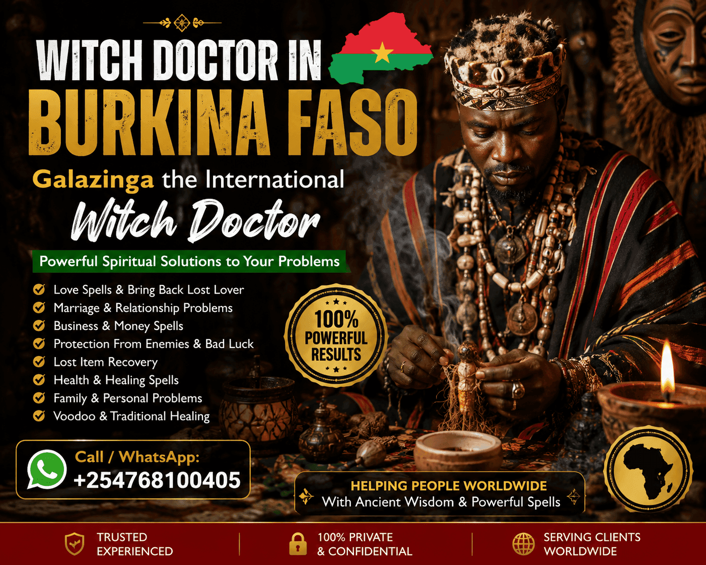 Best Powerful Witch Doctor in Burkina Faso +254 768100405