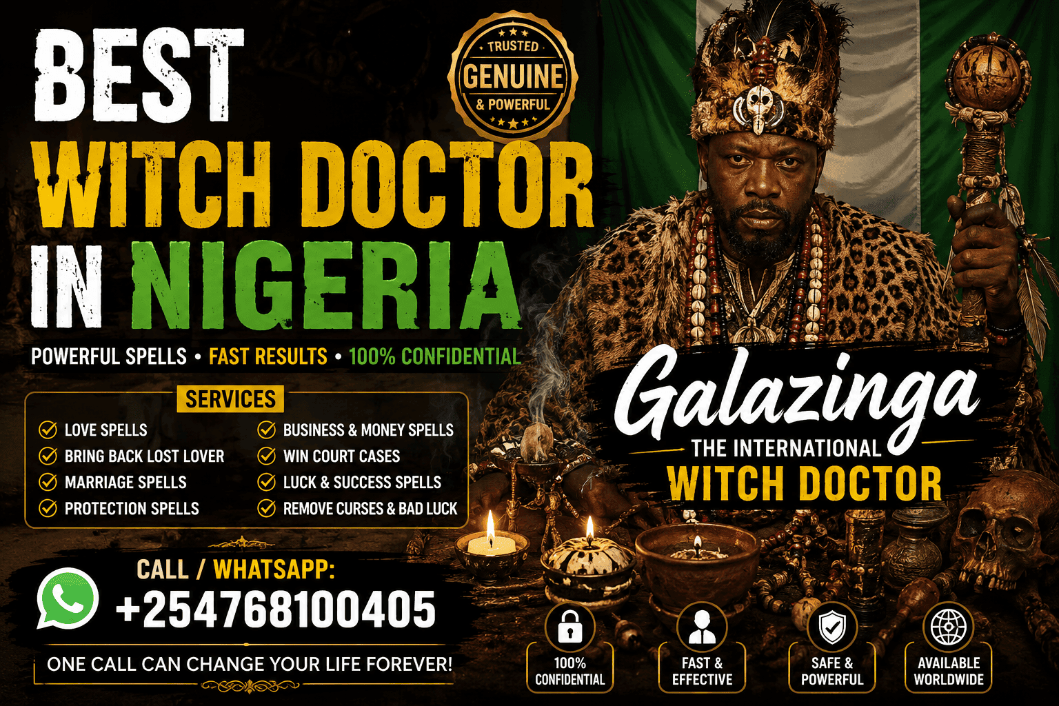 Powerful and Best Witch Doctor in Nigeria +254 768 100 405